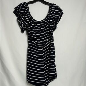 Sweet Lovely by Jen Women’s Large Navy White Striped One Piece Shorts Jumper